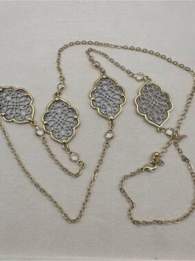 Gold Filigree Link Necklace - Elegant Women's Jewelry